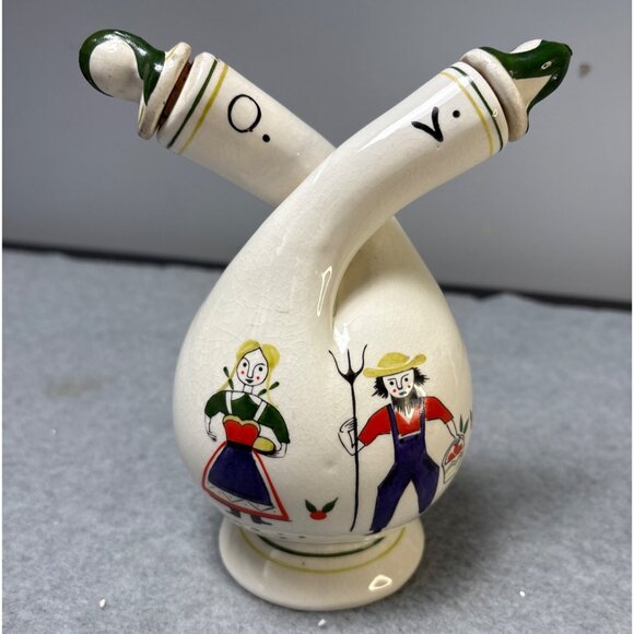 Vintage Royal Sealy Japan Ceramic Oil & Vinegar Decanter 1960s Farmer and Wife - Picture 9 of 11